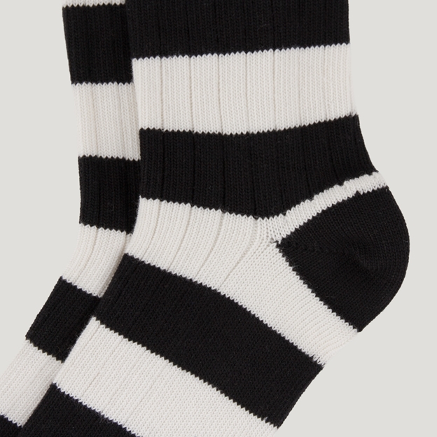Heritage Pure Cotton Striped Socks - Black/Cream