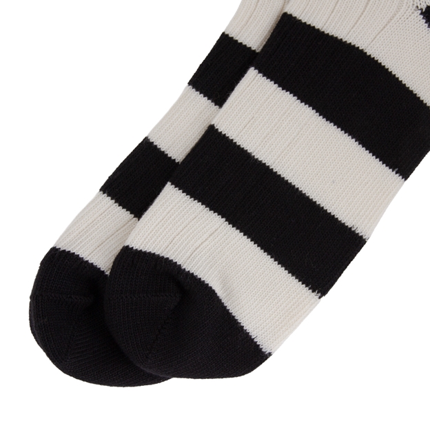 Rugby 1823 Striped Socks Black/Cream - Toe Close-up