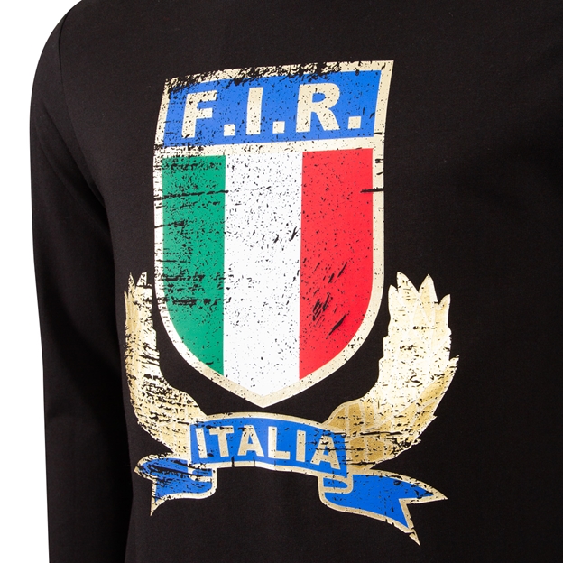 Italy Mens Supporters Cotton Hoody 25/26 Black - Graphic Printed Crest