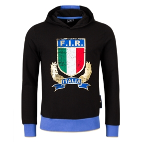 Italy Mens Supporters Cotton Hoody 25/26 Black - Front