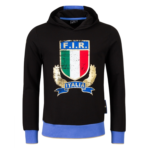 Italy Mens Supporters Cotton Hoody 25/26 Black - Front