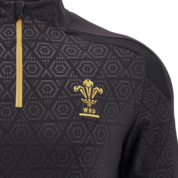Wales Mens Training 1/4 Zip Top - Black 2025 - WRU