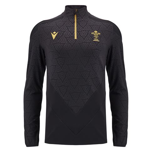 Wales Mens Training 1/4 Zip Top - Black 2025 - Front Wales Mens Training 1/4 Zip Top - Black 2025 - Front