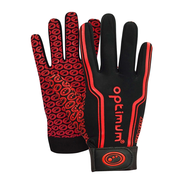 Optimum Velocity Full Finger Glove Black and Red - Pair