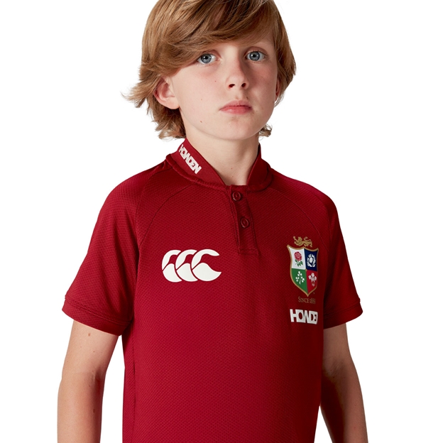British and Irish Lions Junior Polo - Red - Model Front Half