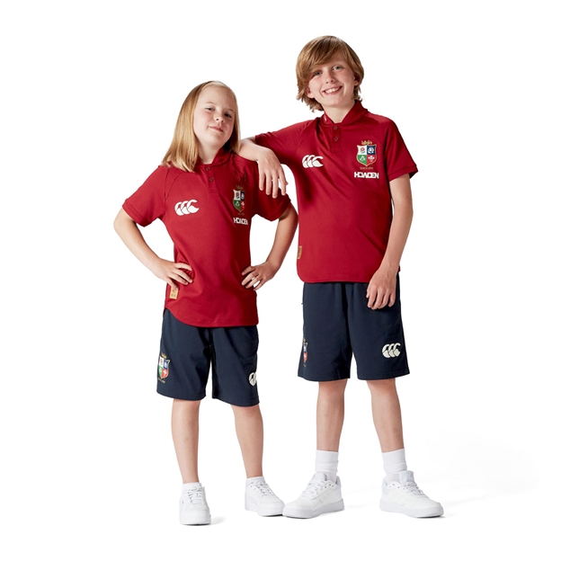 British and Irish Lions Junior Polo Red - Front shot on models
