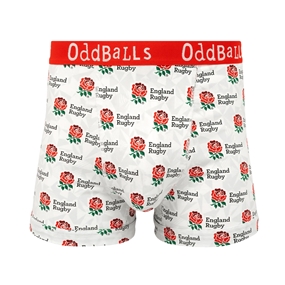 OddBalls Mens England Home Boxer Shorts 25/26 White - Front