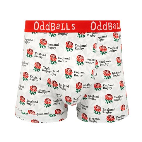 OddBalls Mens England Home Boxer Shorts 25/26 White - Front