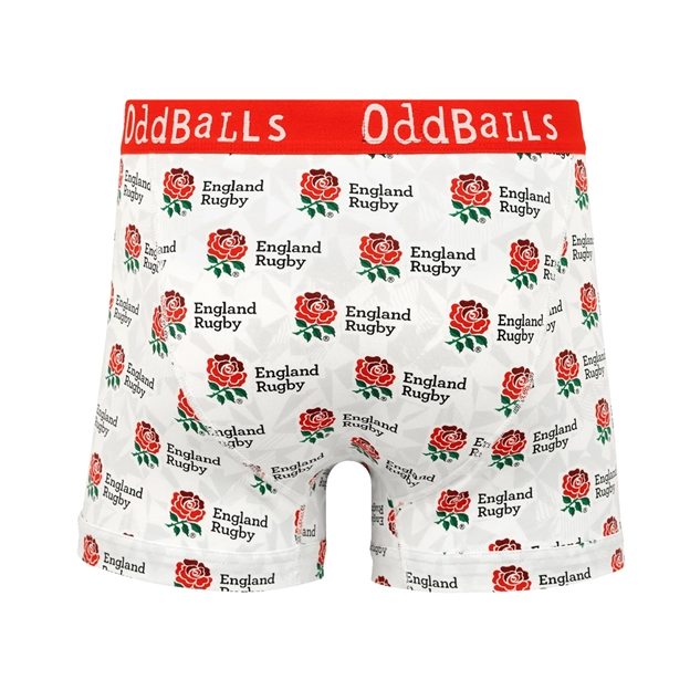 OddBalls Mens England Home Boxer Shorts 25/26 White - Back