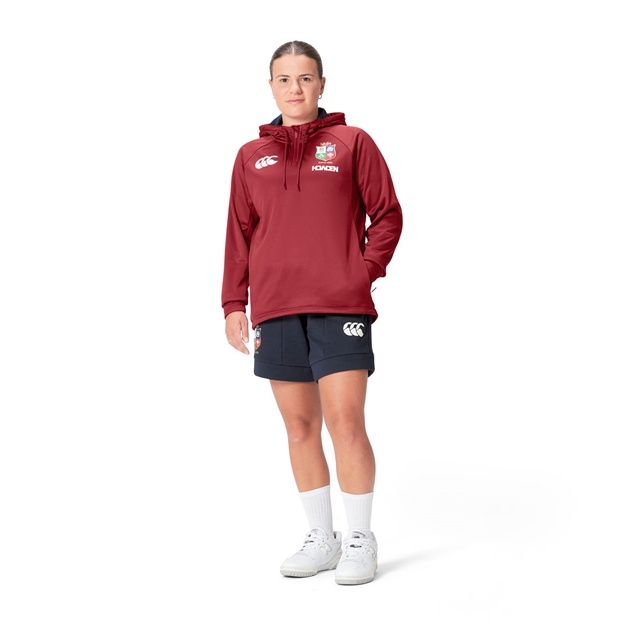 British and Irish Lions Womens 1/4 Zip Hoody - Red - Model Full Front