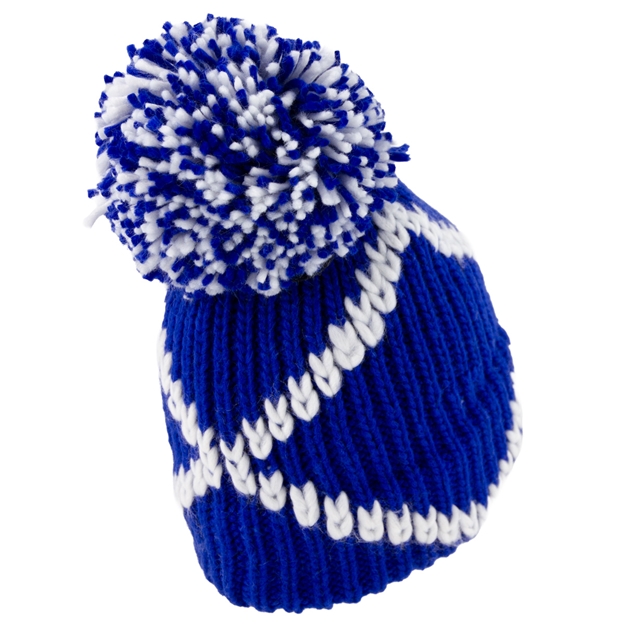 Big Bobble 'Scotland the Brave' Beanie Hat Blue & White - Back View