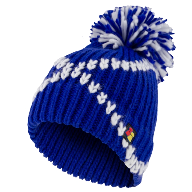 Big Bobble 'Scotland the Brave' Beanie Hat Blue & White - Front View