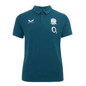 England Womens Travel Short Sleeve Polo 25/26 Reflecting Pond - Front