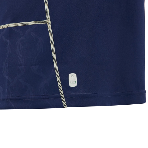 Scotland Mens Home Rugby Shirt 26/27 Navy and Sand - Official Licensed Product Close-up
