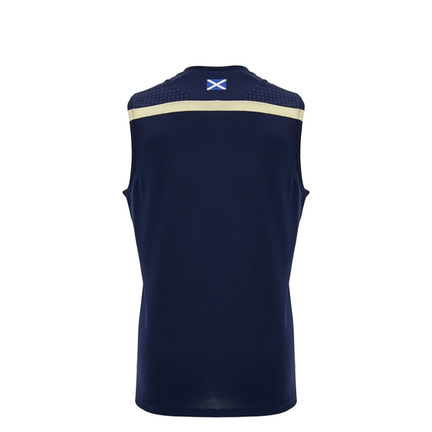 Scotland Kids Training Vest 26/27 Navy and Sand - Back View