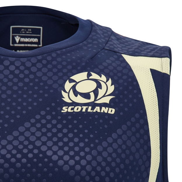 Scotland Kids Training Vest 26/27 Navy and Sand - SRU Thistle Close-up