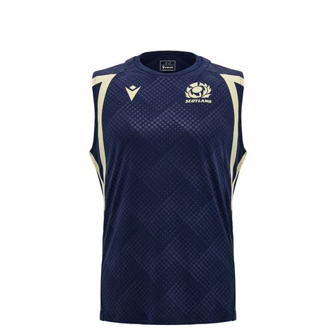 Scotland Kids Training Vest 26/27 Navy and Sand - Front View