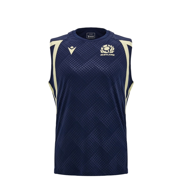 Scotland Kids Training Vest 26/27 Navy and Sand - Front View