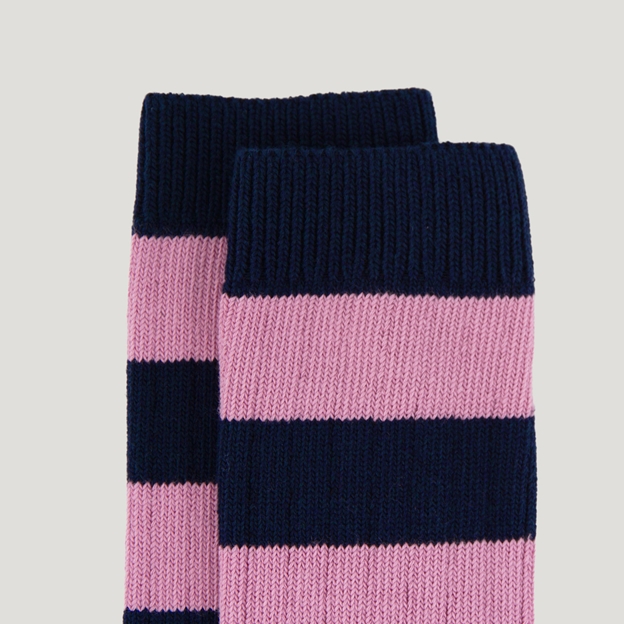 Heritage Pure Cotton Striped Socks - Blue/Pink