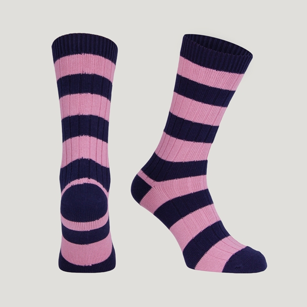 Heritage Pure Cotton Striped Socks - Blue/Pink