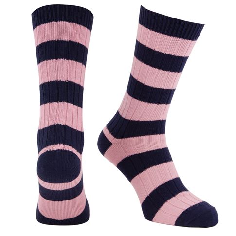 Rugby 1823 Striped Socks Blue/Pink - Front View