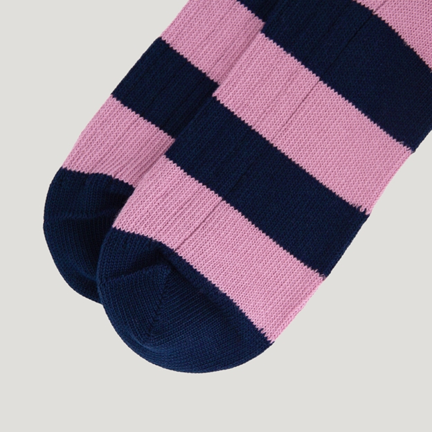 Heritage Pure Cotton Striped Socks - Blue/Pink