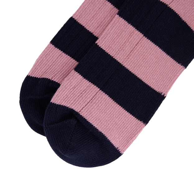 Rugby 1823 Striped Socks Blue/Pink - Toe Close-up